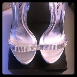New silver rhinestone heel